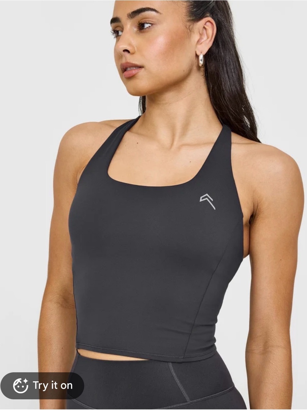 Oner Active Square-Neck Mid-Length Tank Top Coal